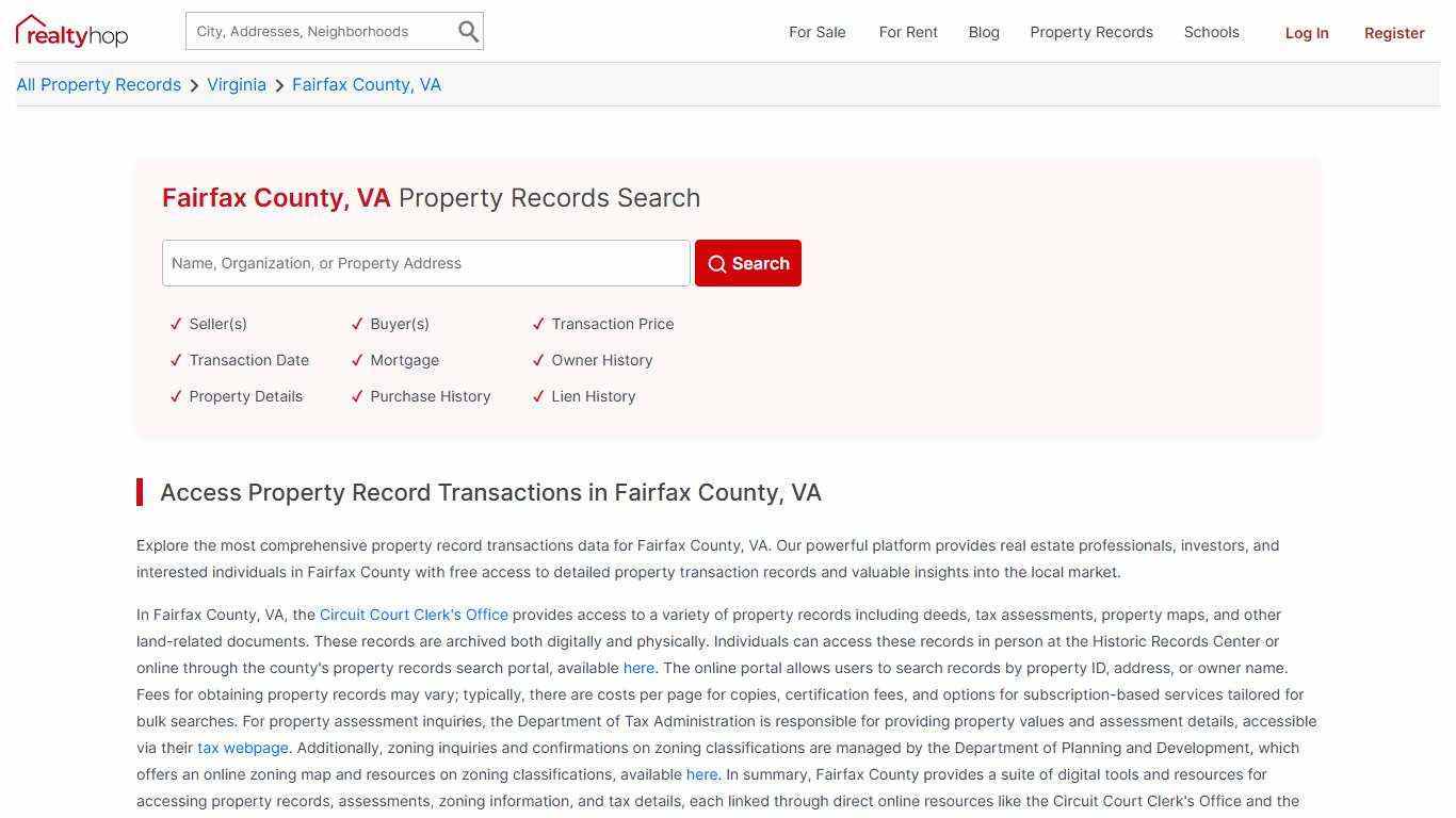 Fairfax County, VA Property Records | Owner Search, Mortgage Liens & Transaction History | RealtyHop