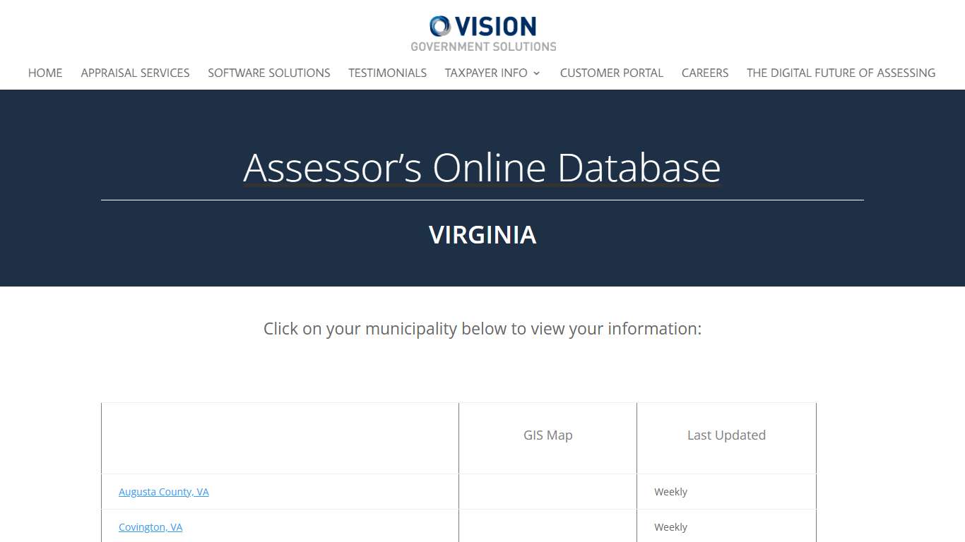 Virginia Online Database - Vision Government Solutions